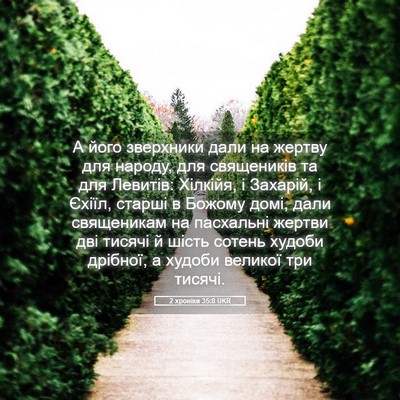 Picture 05 - 2 хроніки 35:8 UKR - А його зверхники дали на - Bible Verse Picture