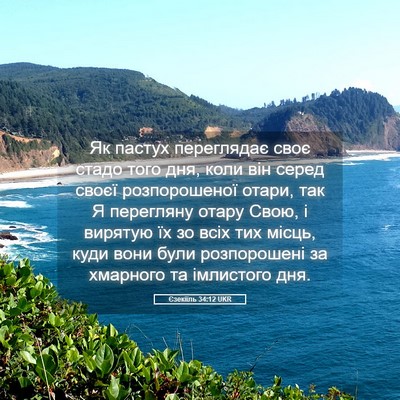 Picture 05 - Єзекіїль 34:12 UKR - Як пастух переглядає своє - Bible Verse Picture