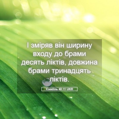 Picture 05 - Єзекіїль 40:11 UKR - І зміряв він ширину входу - Bible Verse Picture