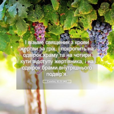 Picture 05 - Єзекіїль 45:19 UKR - І візьме священик з крови - Bible Verse Picture