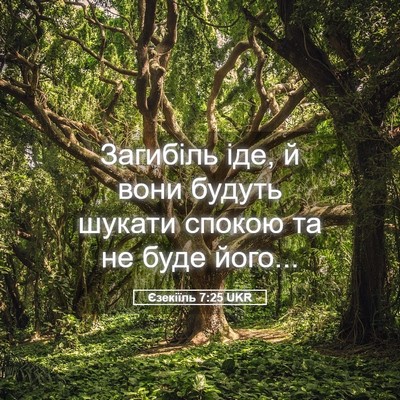 Picture 05 - Єзекіїль 7:25 UKR - Загибіль іде, й вони будуть - Bible Verse Picture