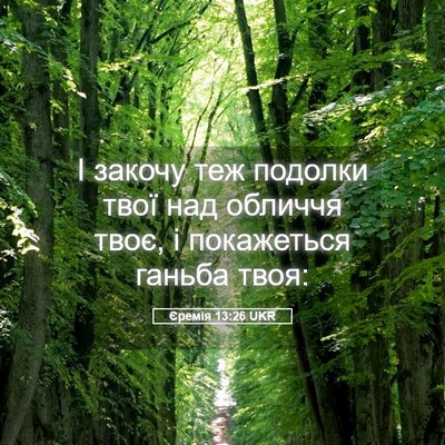 Picture 05 - Єремія 13:26 UKR - І закочу теж подолки твої - Bible Verse Picture