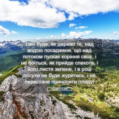 Picture 05 - Єремія 17:8 UKR - І він буде, як дерево те, - Bible Verse Picture