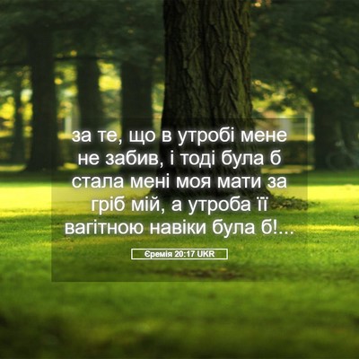 Picture 05 - Єремія 20:17 UKR - за те, що в утробі мене не - Bible Verse Picture