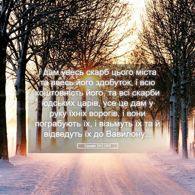 Picture 05 - Єремія 20:5 UKR - І дам увесь скарб цього - Bible Verse Picture