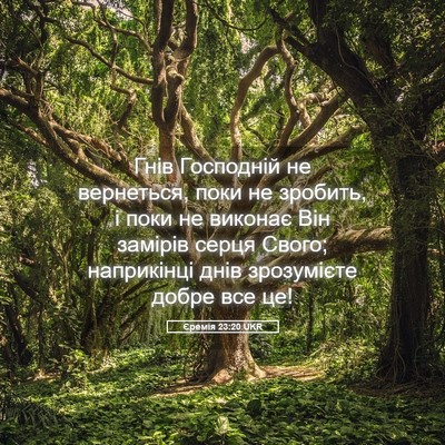 Picture 05 - Єремія 23:20 UKR - Гнів Господній не - Bible Verse Picture