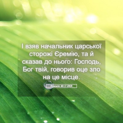 Picture 05 - Єремія 40:2 UKR - І взяв начальник царської - Bible Verse Picture