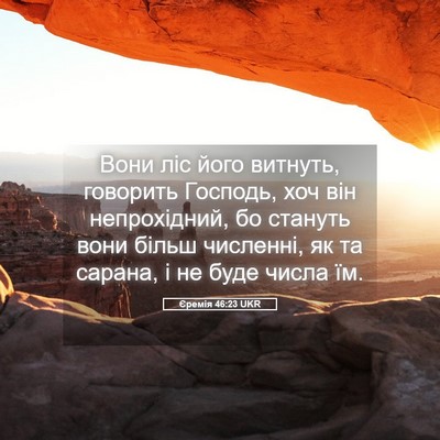 Picture 05 - Єремія 46:23 UKR - Вони ліс його витнуть, - Bible Verse Picture