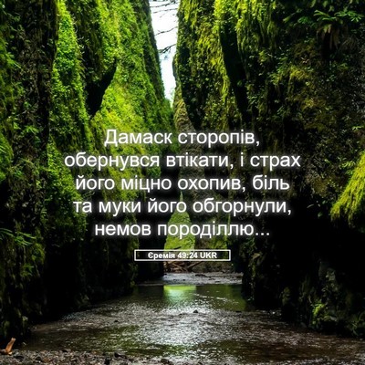 Picture 05 - Єремія 49:24 UKR - Дамаск сторопів, обернувся - Bible Verse Picture