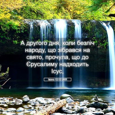 Picture 05 - Івана 12:12 UKR - А другого дня, коли безліч - Bible Verse Picture