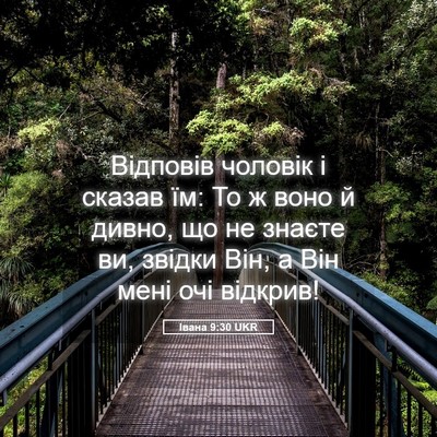 Picture 05 - Івана 9:30 UKR - Відповів чоловік і сказав - Bible Verse Picture