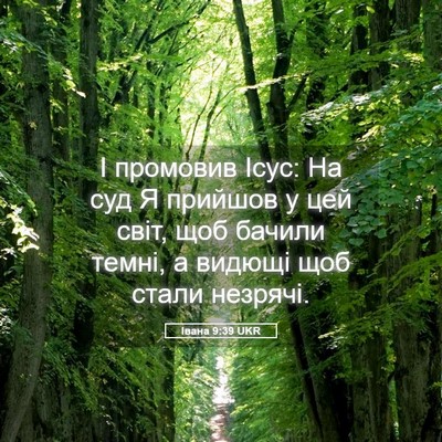 Picture 05 - Івана 9:39 UKR - І промовив Ісус: На суд Я - Bible Verse Picture