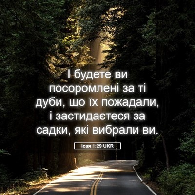 Picture 05 - Ісая 1:29 UKR - І будете ви посоромлені за - Bible Verse Picture