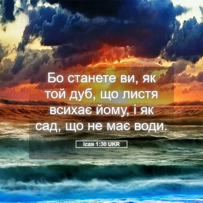 Picture 05 - Ісая 1:30 UKR - Бо станете ви, як той дуб, - Bible Verse Picture