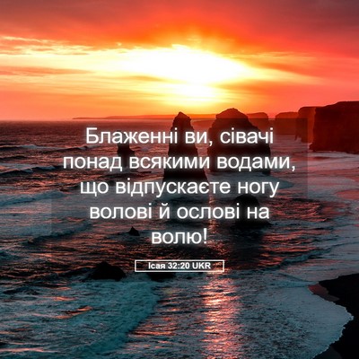 Picture 05 - Ісая 32:20 UKR - Блаженні ви, сівачі понад - Bible Verse Picture
