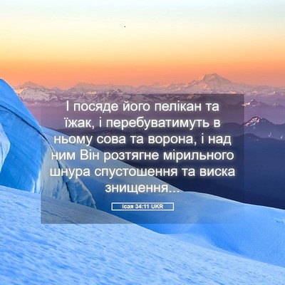 Picture 05 - Ісая 34:11 UKR - І посяде його пелікан та - Bible Verse Picture