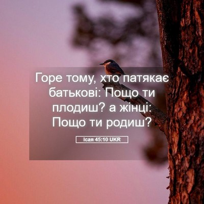 Picture 05 - Ісая 45:10 UKR - Горе тому, хто патякає - Bible Verse Picture