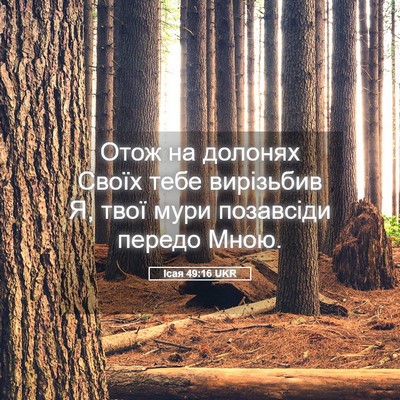 Picture 05 - Ісая 49:16 UKR - Отож на долонях Своїх тебе - Bible Verse Picture
