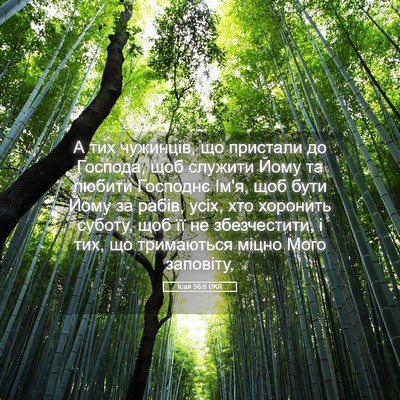 Picture 05 - Ісая 56:6 UKR - А тих чужинців, що пристали - Bible Verse Picture