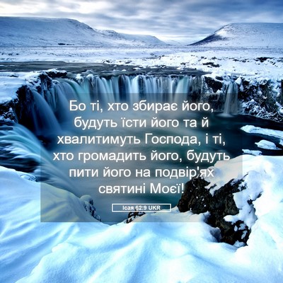 Picture 05 - Ісая 62:9 UKR - Бо ті, хто збирає його, - Bible Verse Picture