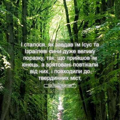 Picture 05 - Ісус Навин 10:20 UKR - І сталося, як завдав їм - Bible Verse Picture