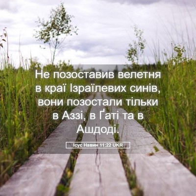 Picture 05 - Ісус Навин 11:22 UKR - Не позоставив велетня в - Bible Verse Picture