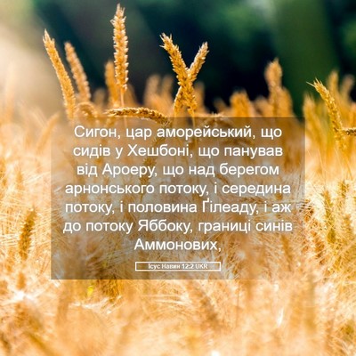 Picture 05 - Ісус Навин 12:2 UKR - Сигон, цар аморейський, що - Bible Verse Picture