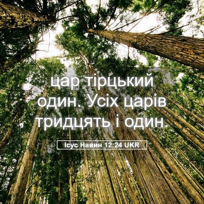 Picture 05 - Ісус Навин 12:24 UKR - цар тірцький один. Усіх - Bible Verse Picture