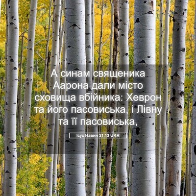 Picture 05 - Ісус Навин 21:13 UKR - А синам священика Аарона - Bible Verse Picture
