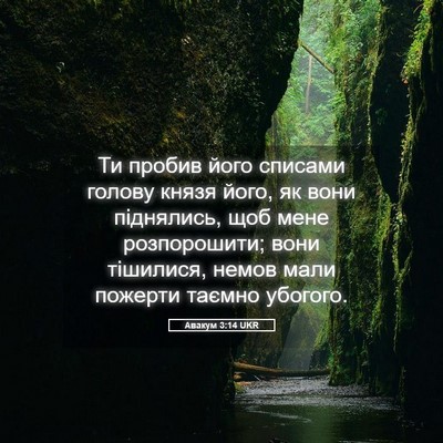 Picture 05 - Авакум 3:14 UKR - Ти пробив його списами - Bible Verse Picture