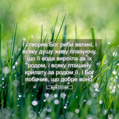 Picture 05 - Буття 1:21 UKR - І створив Бог риби великі, - Bible Verse Picture