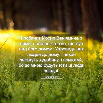 Picture 05 - Буття 43:16 UKR - І побачив Йосип Веніямина - Bible Verse Picture