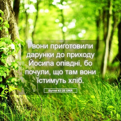 Picture 05 - Буття 43:25 UKR - І вони приготовили дарунки - Bible Verse Picture