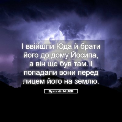 Picture 05 - Буття 44:14 UKR - І ввійшли Юда й брати його - Bible Verse Picture