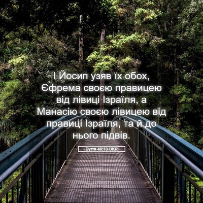 Picture 05 - Буття 48:13 UKR - І Йосип узяв їх обох, - Bible Verse Picture