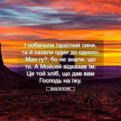 Picture 05 - Вихід 16:15 UKR - І побачили Ізраїлеві сини, - Bible Verse Picture