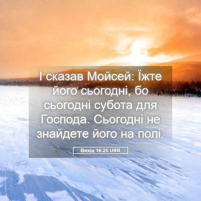 Picture 05 - Вихід 16:25 UKR - І сказав Мойсей: Їжте його - Bible Verse Picture