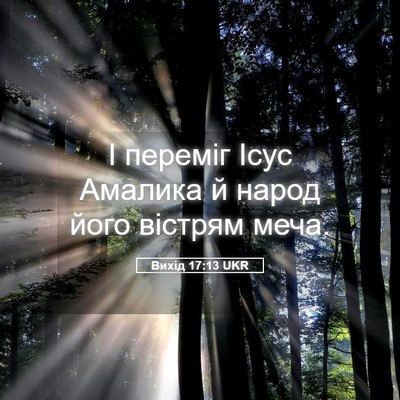 Picture 05 - Вихід 17:13 UKR - І переміг Ісус Амалика й - Bible Verse Picture
