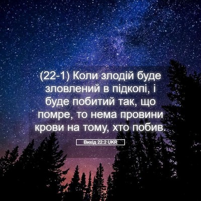 Picture 05 - Вихід 22:2 UKR - (22-1) Коли злодій буде - Bible Verse Picture