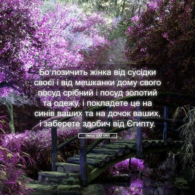 Picture 05 - Вихід 3:22 UKR - Бо позичить жінка від - Bible Verse Picture