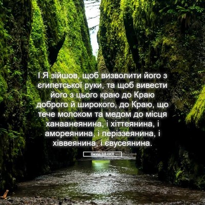 Picture 05 - Вихід 3:8 UKR - І Я зійшов, щоб визволити - Bible Verse Picture