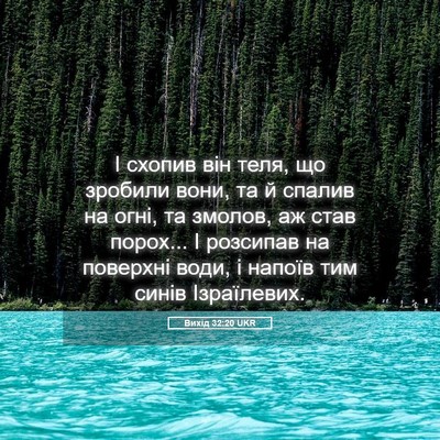 Picture 05 - Вихід 32:20 UKR - І схопив він теля, що - Bible Verse Picture