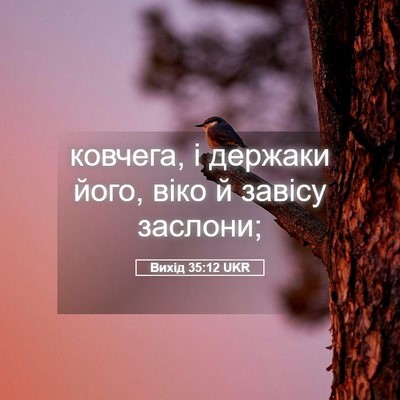 Picture 05 - Вихід 35:12 UKR - ковчега, і держаки його, - Bible Verse Picture
