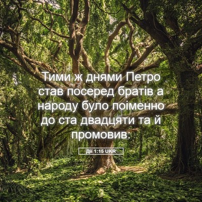 Picture 05 - Дії 1:15 UKR - Тими ж днями Петро став - Bible Verse Picture