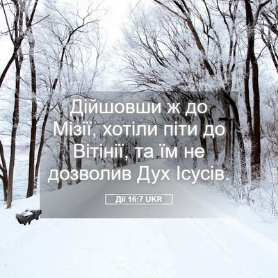 Picture 05 - Дії 16:7 UKR - Дійшовши ж до Мізії, хотіли - Bible Verse Picture