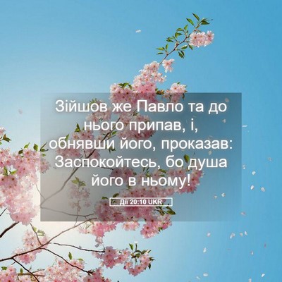 Picture 05 - Дії 20:10 UKR - Зійшов же Павло та до нього - Bible Verse Picture