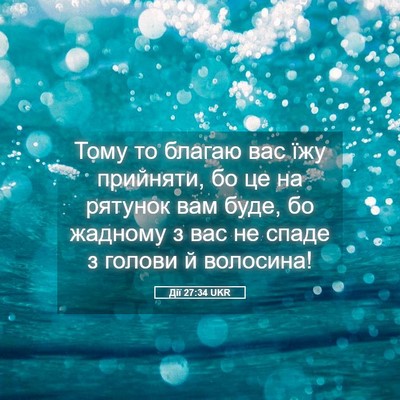 Picture 05 - Дії 27:34 UKR - Тому то благаю вас їжу - Bible Verse Picture