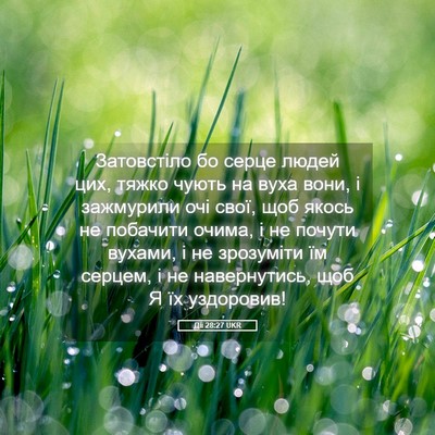 Picture 05 - Дії 28:27 UKR - Затовстіло бо серце людей - Bible Verse Picture