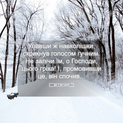 Picture 05 - Дії 7:60 UKR - Упавши ж навколішки, - Bible Verse Picture
