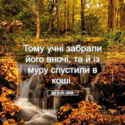 Picture 05 - Дії 9:25 UKR - Тому учні забрали його - Bible Verse Picture
